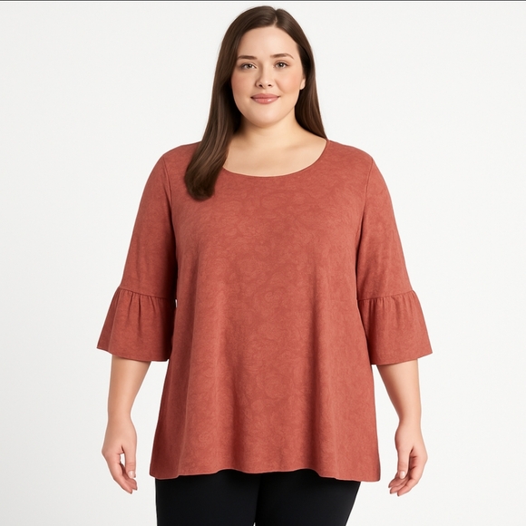 Catherine's Pink Lace Covered plus size shirt 2X - Picture 1 of 6